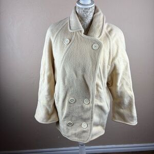 Vintage George David Fashions 1980s Cream White Wool Coat Peacoat Forstmann Med